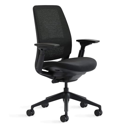 Steelcase Series 2 Office Chair - Ergonomic Work Chair with Wheels for Carpet - with Back Support, Weight-Activated Adjustment & Arm Support - Adjustable Rolling Chairs for Desk - Licorice