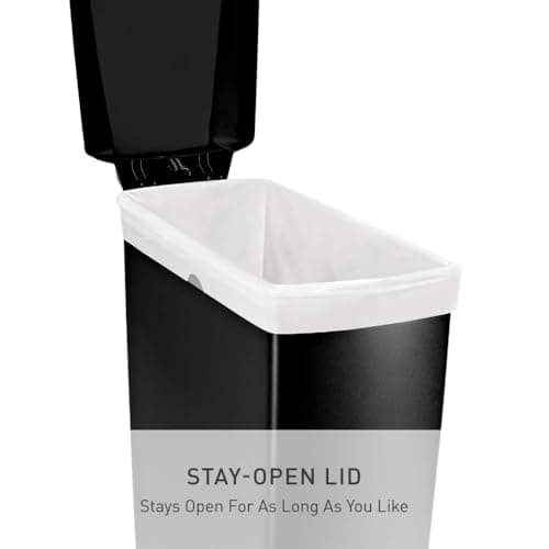 simplehuman 40 Liter / 10.6 Gallon Slim Kitchen Step Trash Can With Secure Slide Lock, Black Plastic 5