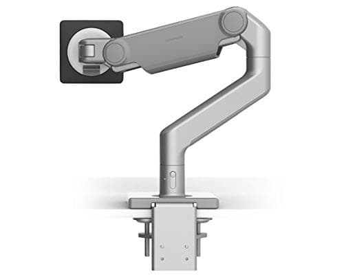 Humanscale M8.1 Adjustable Monitor Arm with Two Piece Clamp Mount and Base - Silver M81CMSBTB 5
