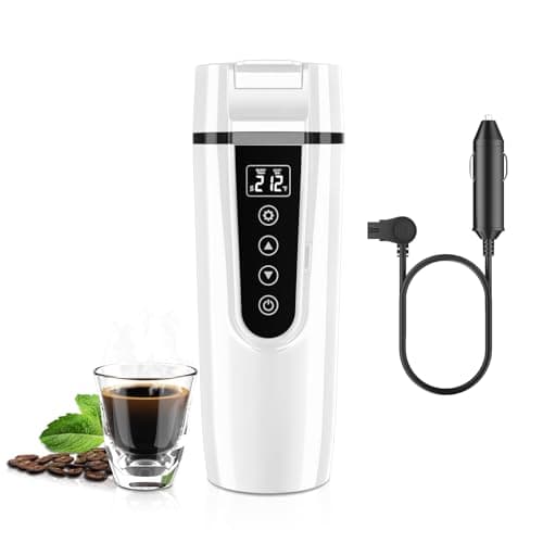 Car Electric Kettle for Travel : FVPE 12V/24V Small Electric Water Kettle, Multi-Temp Control 400 mL Portable Car Water Boiler for Brewing Coffee Tea,LCD Display 304 Stainless Steel Truck Heating Cup