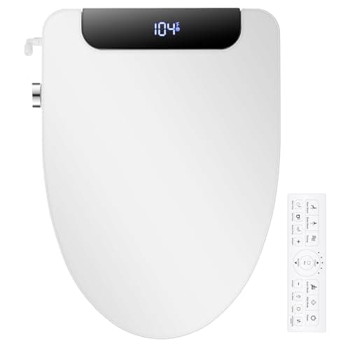 IYTATA Electric Bidet Toilet Seat, Elongated, Warm Water with Air Dryer, Heated Seat and Slow Close Lid, Adjustable Water Temperature, Front and Rear Wash, LED Nightlight, Wireless Remote, Black, 102