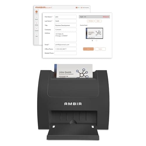Ambir Business Card Scanner PS670ST-BCS High Speed Single Sided Vertical USB Powered Business Card Scanner with AmbirScan Business Card for Windows PC and MAC