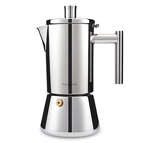 Easyworkz Diego Stovetop Espresso Maker Stainless Steel Italian Coffee Machine Maker 12Cup 17.5 oz Induction Moka Pot