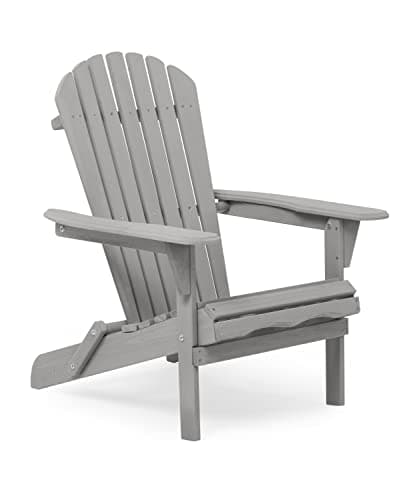 Wooden Outdoor Folding Adirondack Chair, Half Assembled, Lounge Chair for Patio Garden Lawn Backyard Deck Pool Beach, Cedar Wood