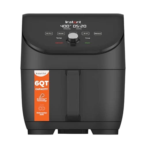 Instant Pot Vortex Slim XL 6QT Air Fryer that Crisps, Roasts, Reheats, Bakes, Broils & is Quiet, Space Saving, Nonstick, Dishwasher-Safe, 100+ In-App Recipes, from the Makers of Instant Pot, Black