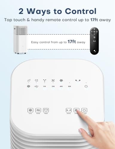 CENSTECH 4-IN-1 Portable Air Conditioners, Evaporative Air Cooler w/4 Modes & 3 Speeds, 15H Timer for Smart Auto-off, 2-Gal Tank for 20H Cooling,17FT Remote,No Hose Needed,120°Oscillating Swamp Cooler 5