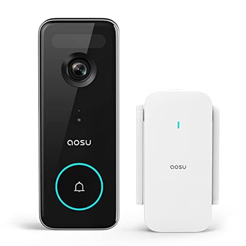 aosu Doorbell Camera Wireless, 5MP Ultra HD Video Doorbell with Triple Motion Detection, 2.4/5 GHz WiFi, Work with Alexa & Google Assistant