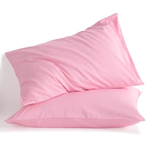 NTBAY Queen Cotton Pillowcases - Envelope Closure 20x30 Pillowcases Set of 2, Breathable and Soft Bed Pillow Cases, Pink