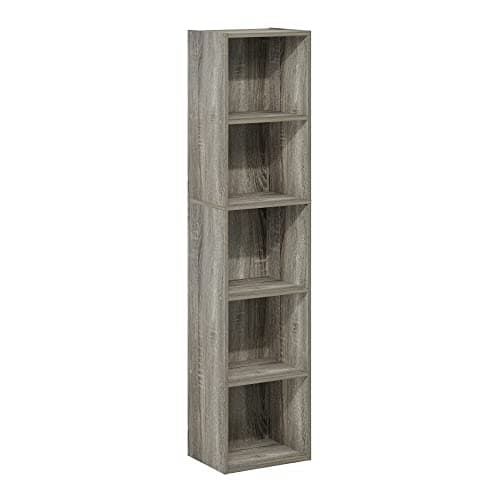 Furinno PASIR Book Shelf, 5-Tier Modern Bookshelf, Open Shelves Bookcase 9 x 12 x 52, for Living Room, Bedroom, Home Office, French Oak 7