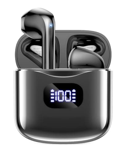 Wireless Earbuds Bluetooth 5.3 Ear Buds, Bluetooth Headphones with LED Display Charging Case, 40Hrs Playtime Stereo Sound, IPX7 Waterproof in-Ear Earphones with Mic for Phone Tablet Sports, Charcoal