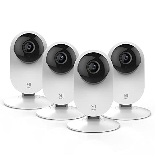 YI Pro 2K 4PC Home Security Camera, 2.4Ghz Wired Indoor Camera with Person, Vehicle, Animal Smart Detection, Phone App, Compatible with Alexa and Google Assistant