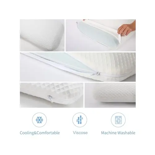 DLIGHT BD Slim 3.2" Stomach Sleeping Memory Foam Pillow-Thin, Flat, Soft Yet Supportative for Belly, Back& Stomach Sleepers 8