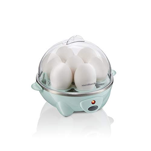 Hamilton Beach 3-in-1 Electric Egg Cooker for Hard Boiled Eggs, Poacher Eggs, Omelet Maker & Vegetable Steamer, Holds 7, Mint (25504)
