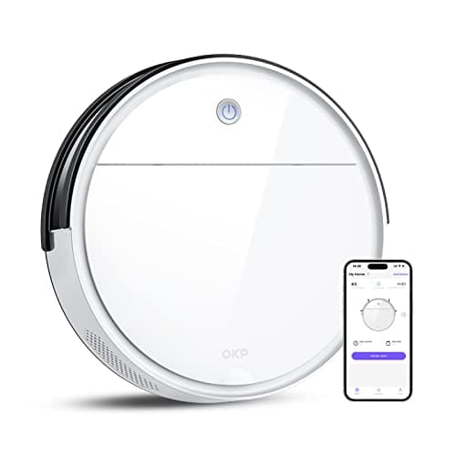 OKP Robot Vacuum Cleaner 2500Pa, 120 Min Runtime, Robotic Vacuum Cleaner with Schedule, WiFi/App/Alexa, Self-Charging, Slim Design, Quiet, Perfect for Hard Floors, Pet Hair, Carpets, K5