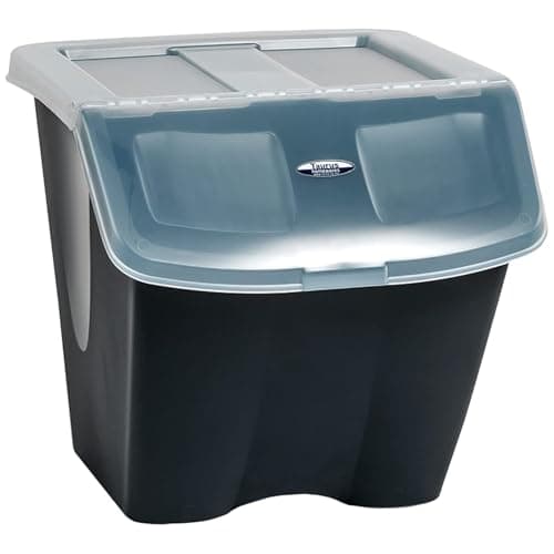 Redmon Since 1883 10 Gallon Stackable Shutter Bins, Black, 7316