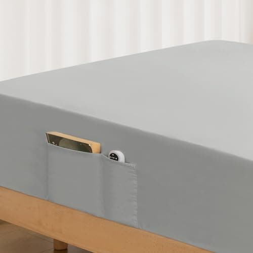 Twin Fitted Sheet Only with Side Storage Pocket - Premium 1800 Super Soft & Cozy Microfiber, Wrinkle, Fade, Shrinkage Resistant Deep Pocket Twin Size Fitted Bottom Sheet, Light Gray
