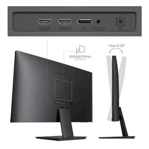 KOORUI 27 Inch 4K Monitor Computer UHD(3840 * 2160) IPS Display, 99% sRGB, 95% DCI-P3, 1.07 Billion Colors, Freesync & G-sync, Displayport & 2X HDMI, VESA 100 * 100mm, Tilt -5 to 20°, Audio Out (N07) 6