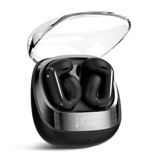 Clip On Ear buds, Open Ear Headphones, Bluetooth 5.4 HiFi Stereo Clip Earbuds, 42H, LED Display Wireless EarBuds, Comfortable Lightweight, IP7 Waterproof Earphones, Earbud for Workout Running, Black