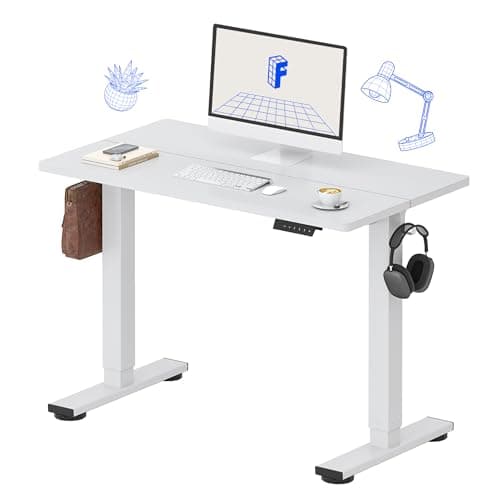 FLEXISPOT Standing Desk Electric Height Adjustable Desk with 40 x 24 Inch Splice Board, Home Office Computer Workstation, White Top + White Frame