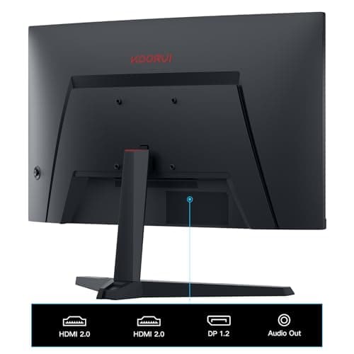 KOORUI 24 inch Curved Gaming Monitor 180Hz FHD 1080P Computer Monitor, 1ms 1500R Display, Adaptive Sync, FreeSync Premium, HDMI 2.0X2 & DP 1.2, VESA, Tilt, 24E6CA 7