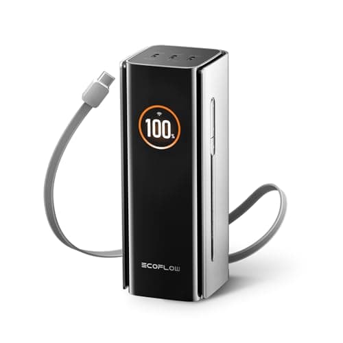 EF ECOFLOW Rapid Pro Power Bank 20000mAh, 230W Max Output with 100W Built-in Cable, 4-Port Portable Charger, Up to 120W Charging Power, Compatible with iPhone 17/16/15/14, Samsung, Laptop and More