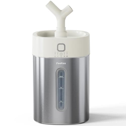 Feekaa Stainless Steel Humidifier, 4L/1Gal Cool Mist Humidifiers for Bedroom up to 500 sq ft, Easy Clean Dishwasher Safe Humidifier Large Room, Humidifiers for Bedroom Nursery Baby Living Room Office