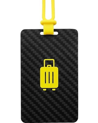 LUGGEX Luggage Tag for Suitcases - Carbon Fiber Accelerate Identification Bag Tag with Reusable Writing Panel - Waterproof & Durable, Travel Essentials（1 Pack）