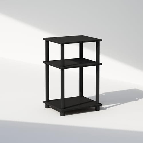 Furinno Just 3-Tier Turn-N-Tube Open Storage Nightstand, 1-Pack, Plastic Poles, Americano/Black 6