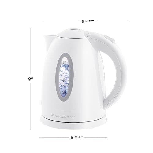 OVENTE Electric Kettle, 1.7L Fast Boiling Water Heater for Coffee or Tea, BPA Free with Water Level Gauge, Auto Shut-Off, Boil-Dry Protection, Indicator Light and Removable Filter, White KP72W 10