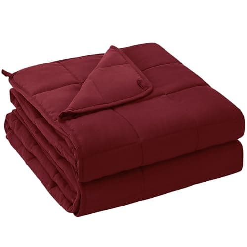 yescool Weighted Blanket for Adults (20 lbs, 60” x 80”, Red) Cooling Heavy Blanket for Sleeping Perfect for 190-210 lbs, Queen Size Breathable Blanket with Premium Glass Bead, Machine Washable