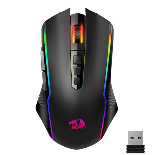 Redragon Wireless Gaming Mouse, Tri-Mode 2.4G/USB-C/Bluetooth Mouse Gaming, 12000 DPI, RGB Backlit, Fully Programmable, Rechargeable Wireless Computer Mouse for Laptop PC Mac, Black