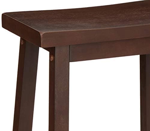 Amazon Basics Solid Wood Saddle-Seat Counter Height Bar Stools for Kitchen Island and Home Bar with Footrest, 29-Inch Height, Walnut, Set of 2 7