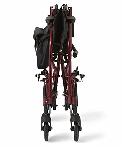 Medline Lightweight Steel Transport Chair, Folding Chair is Portable, Large 8in Back Wheels, 19in Wide Seat, Red 5