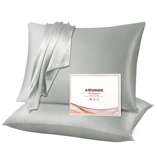 Adubor 100% Silk Pillowcase - Mulberry Silk Pillow Cases, 23 Momme 6A Grade Fibers, Silk Pillow Case for Hair and Skin Health, with Hidden Zipper (Queen: 20''X30''-2 Pack, Dark Gray)