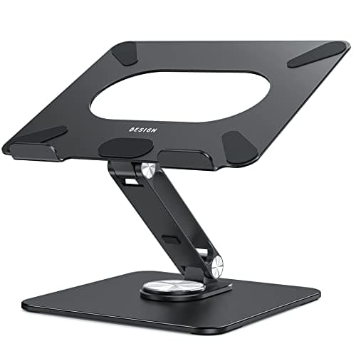 BESIGN LSX7 Laptop Stand with 360 Rotating Base, Ergonomic Adjustable Notebook Riser Holder Compatible with Air, Pro, Dell, HP, Lenovo More 10-15.6" Laptops (Black)