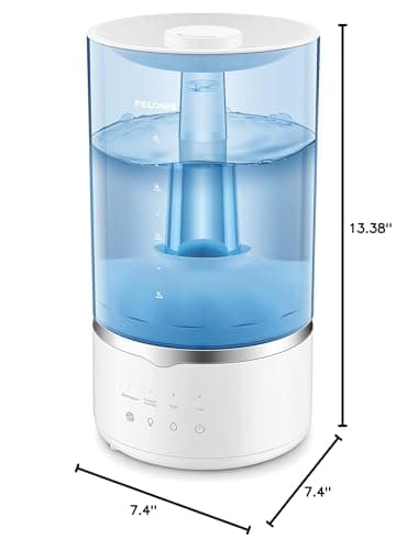 Pelonis Warm and Cool Mist Humidifiers for Bedroom Large Room Home and Baby | Ultrasonic Cool and Warm Mist Humidifier for Plants | Essential Oil Diffuser|4L Tank| Night Light| White 9