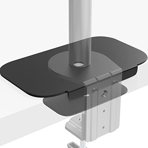 IMtKotW Monitor Mount Reinforcement Plate for Thin, Glass and Other Fragile Tabletop, Steel Bracket Plate Compatible with Most Monitor Stand C-Clamp Installation,Black