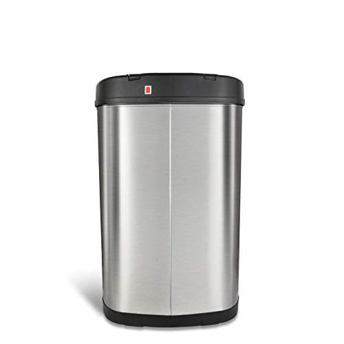 Ninestars 13 Gallon Kitchen Trash Can, Automatic Touchless Motion Sensor Trash Can with Black Lid, 50 Liter Stainless Steel Garbage Bin, Oval, DZT-50-13 7