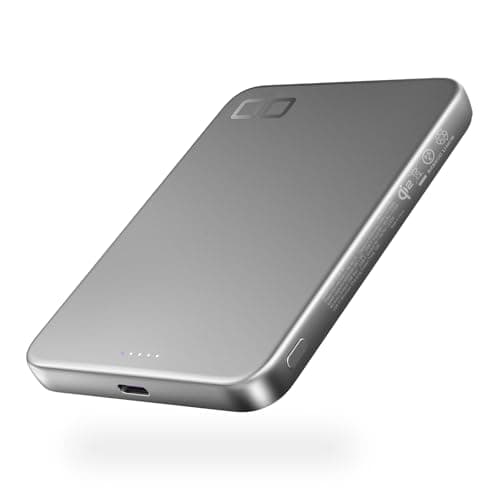 CIO Qi2 Magsafe Charger, 5000mAh Ultra-Slim Magnetic Wireless Charger iPhone, Magsafe Battery Pack, 15W Wireless + 20W USB-C PD iPhone Magnetic Fast SMARTCOBY Slim 5K (Silver, Safety Model)