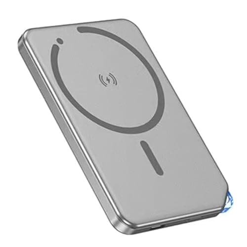 NVUU for Magsafe Portable Charger iPhone, Ultra Slim Card Battery Pack 5000mAh Power Bank with USB-C Cable, Travel Wireless Magnetic Charging for iPhone 17 Pro Max/16 Pro/16/15/14/13/12 Series Gray