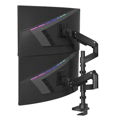 WALI Dual Monitor Mount for Ultrawide Heavy Duty Curved Monitor Stacking, Dual Monitor Arm Fits 13-49 Inch for Ultrawide Screens up to 44lbs, 49 inch Monitor Arm, Black