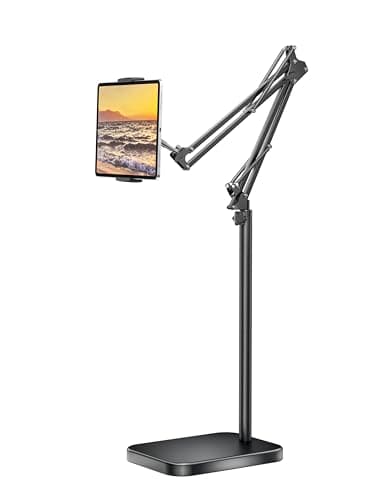 BluuSuuk Tablet Floor Stand with 11lb Stable Base - Adjustable Height Stretchable Arm Swivel Holder Mount, Compatible with iPad Pro Air Mini 12.9/9.7, Kindle, Galaxy Tab, Cell Phones (4.7''-13'') 9