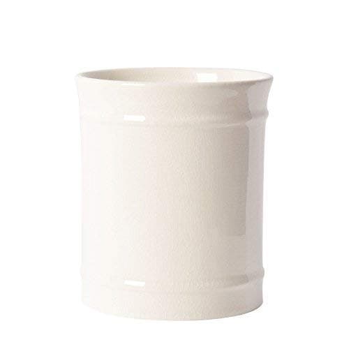 SZUAH Kitchen Ceramic Utensil Holder, Perfect Capacity Utensil Crock, for Kitchen Counter top & Dining Table (Cream, 5.0" x 5.0" x 5.8")