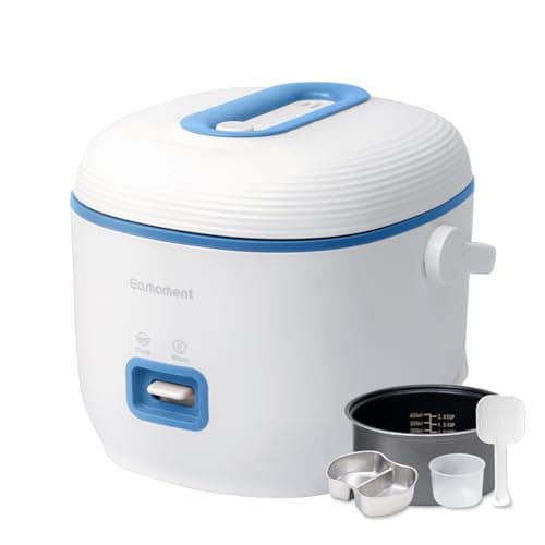 Blue Mini Rice Cooker Small 1 Cup-2 Cup Non-Stick Coated Insert Food Steamer Kitchen Appliances Includes Vegetable Steamer