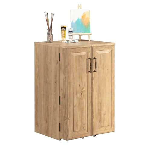 Sauder Craft Works Craft Workstation with Storage, Khaki Pine Finish 5