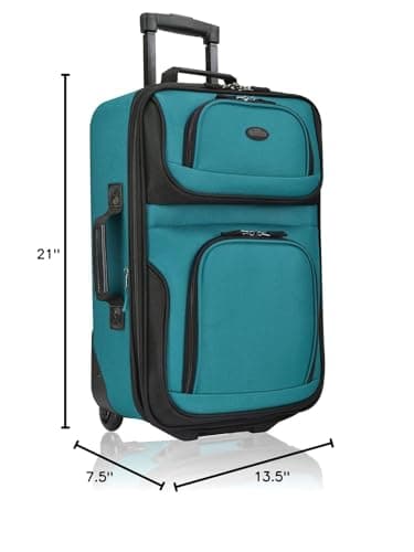 U.S. Traveler Rio Lightweight Softside Rolling Carry-on Suitcase, 2-Wheel Single, Teal 8