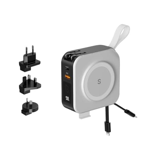 SnapWireless PowerPack Universal - 5 in 1 MagSafe Compatible Charger | Universal Adaptors | Power Bank | Included Adaptor Plug (Crisp White)
