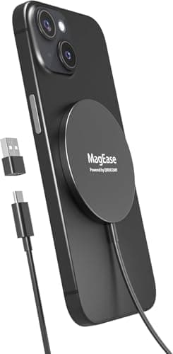 Magnetic Wireless Charger,MagEase 15W Wireless Charger Magnetic Compatible with iPhone 17/16/15/14/13/12 Series and AirPods 3/2/Pro, Charging Pad with USB-C Cable and USB-A Converter (Black)