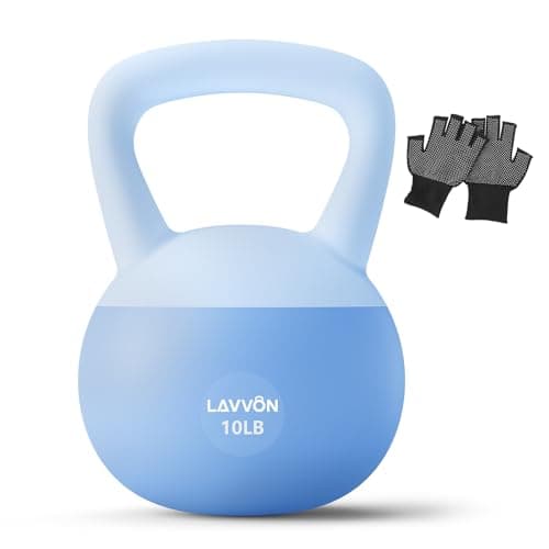 Soft Kettlebell - Cushioned Impact-Resistant Base and Anti-Slip, Kettle bell Anti-Slip Grip Weight for Home Workouts, Safe Strength Training Kettlebells Sets for Women & Men, With Non-slip Gloves (Blue, 10 LB)