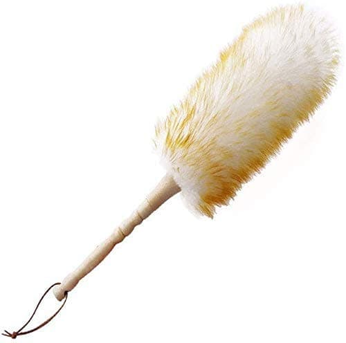 J&A Lambswool Dusters with Solid Wooden Handle, Flexible Head, Anti-Static, Comfortable Grips 17.8 inchs Long Feather Duster for Office, Home and Car etc. 9